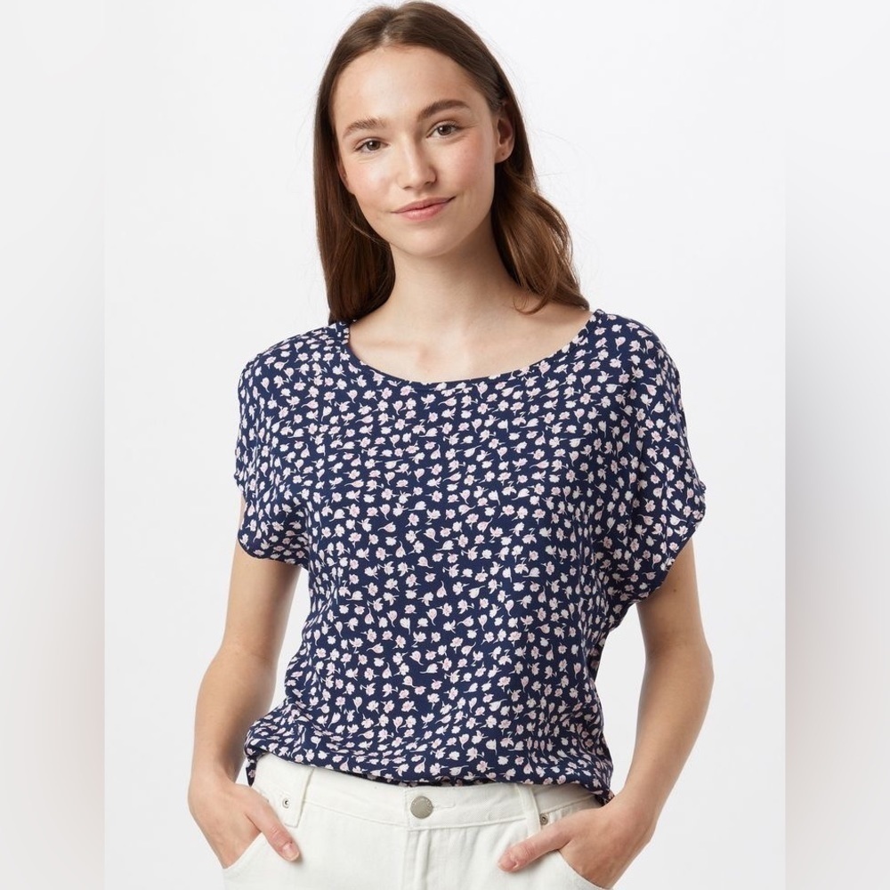 Boden Viscose Floral Layered Popover in Navy Floral Sz 4 Small NWOT